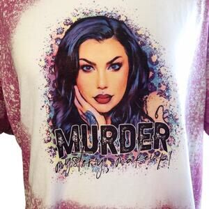 Murder Mystery Makeup Bleach Dye Handmade Graphic Tee
